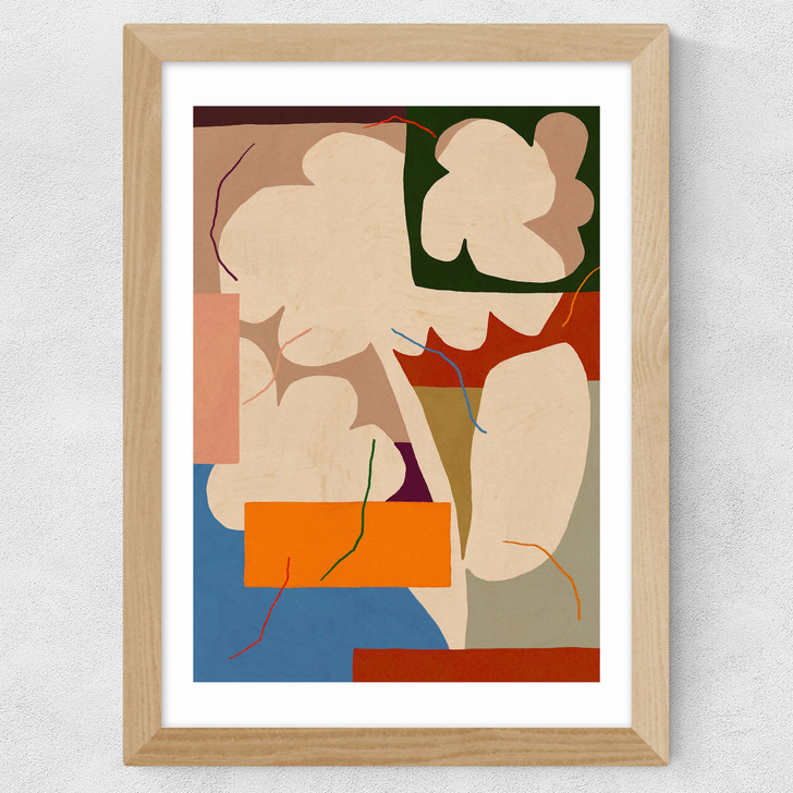 Abstract Flower Wide Oak Frame
