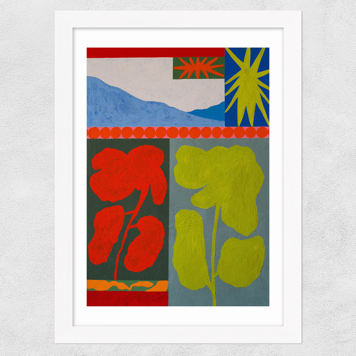 Landscape And Flower Wide White Frame