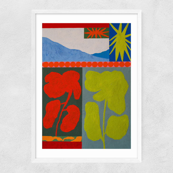 Landscape And Flower Narrow White Frame