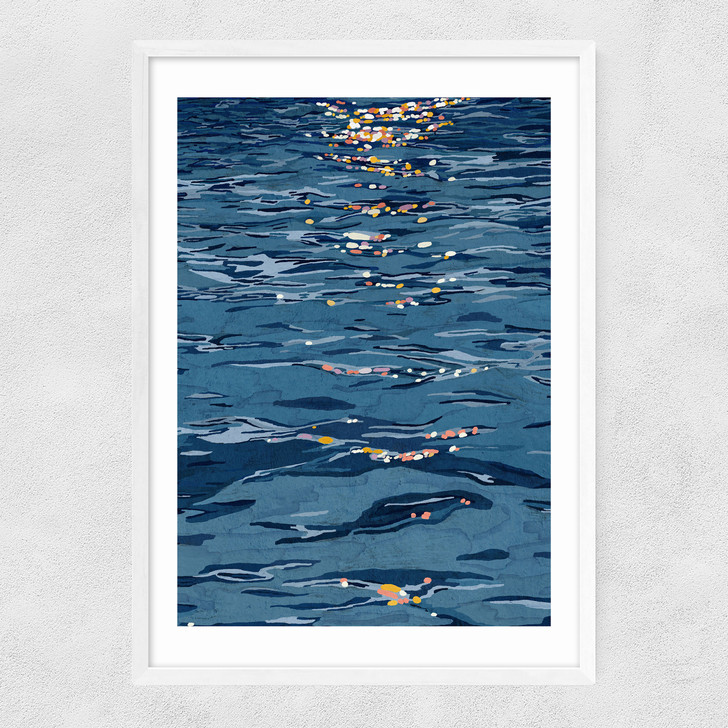The Sea Narrow White Frame