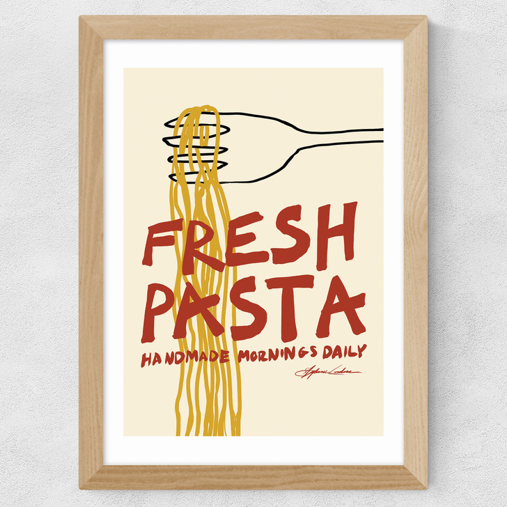 Fresh Pasta Handmade Wide Oak Frame