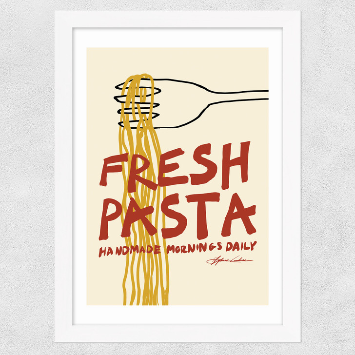 Fresh Pasta Handmade Wide White Frame