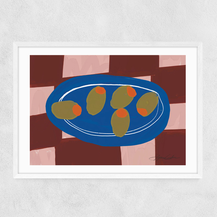 Olive Dinner Narrow White Frame