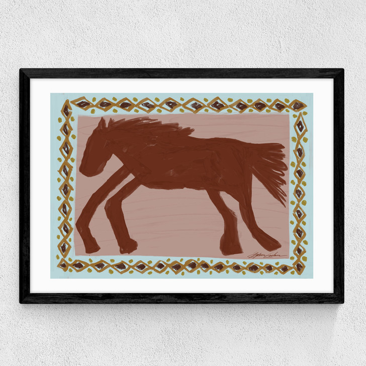 Abstract Horse Medium Black Frame
