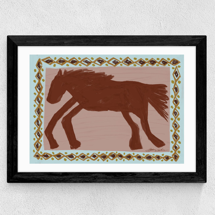 Abstract Horse Wide Black Frame