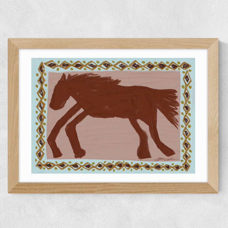 Abstract Horse Wide Oak Frame