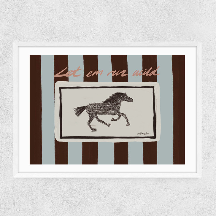 Let 'Em Run Wild Narrow White Frame