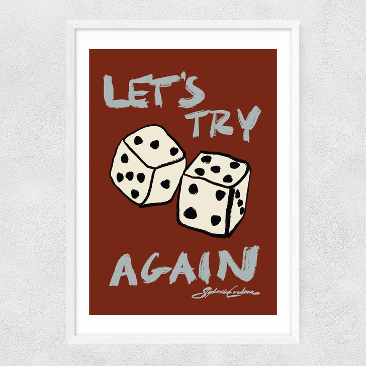 Let's Try Again Narrow White Frame