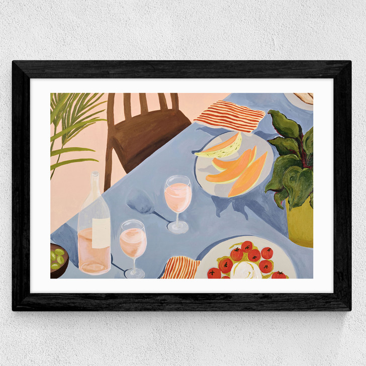 Lunch In The Garden Wide Black Frame