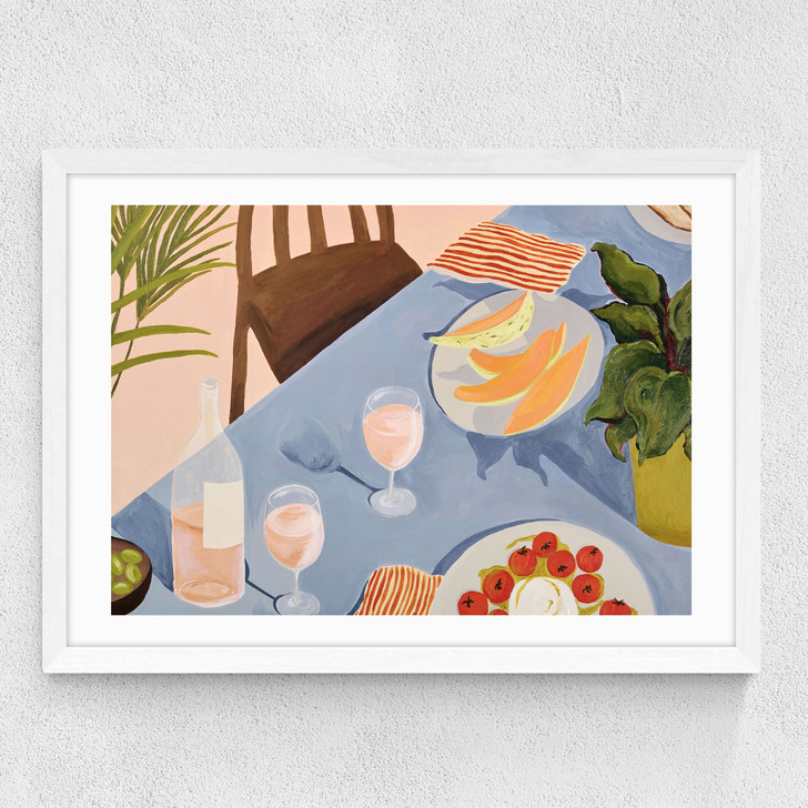 Lunch In The Garden Medium White Frame