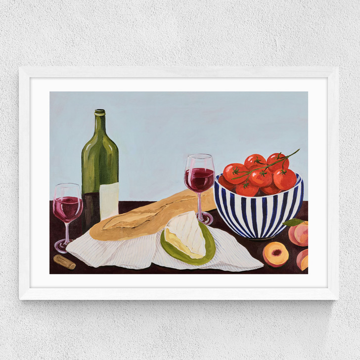 Picnic In The Dordogne Medium White Frame