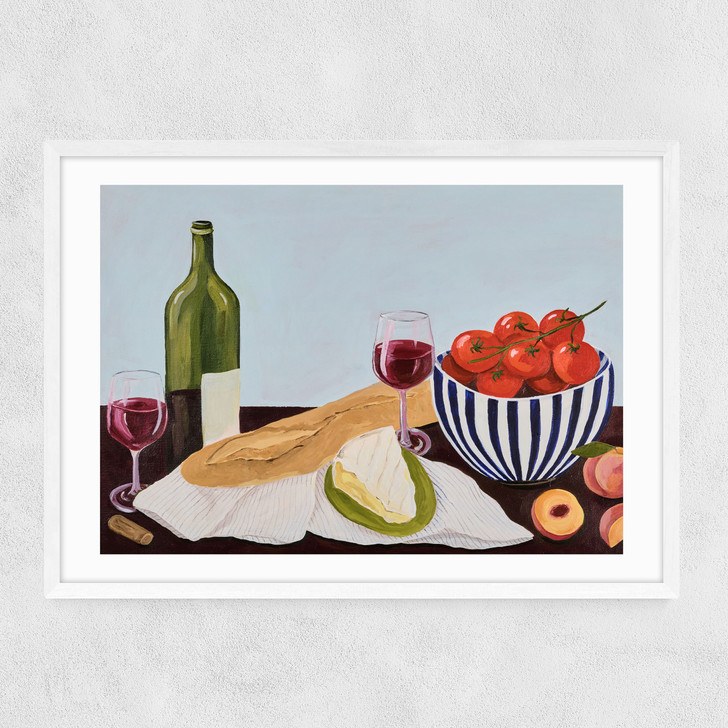 Picnic In The Dordogne Narrow White Frame