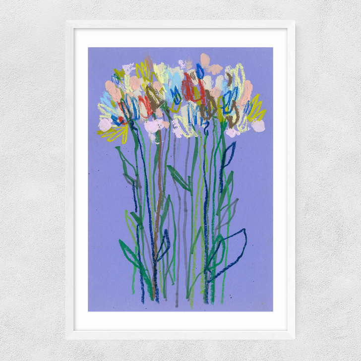Lilac Flowers Narrow White Frame