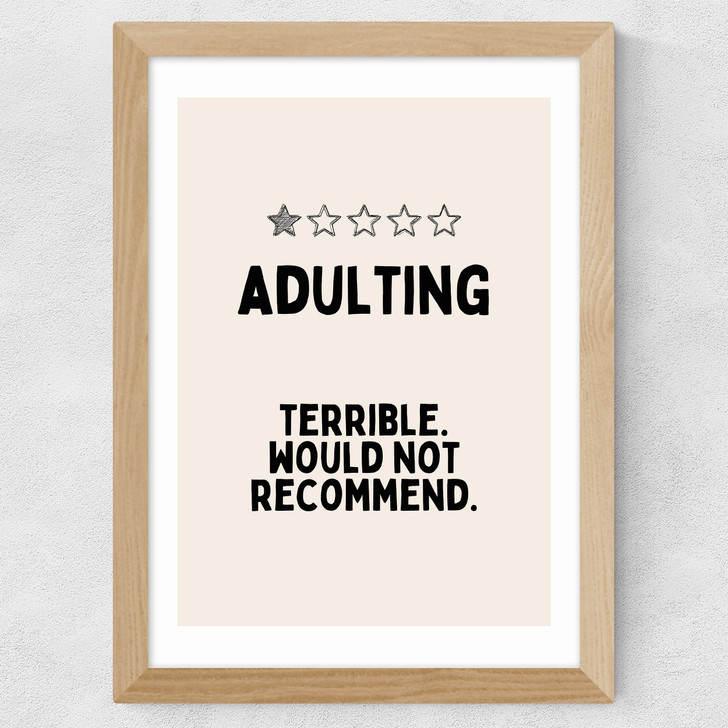 Adulting (Cream) Wide Oak Frame