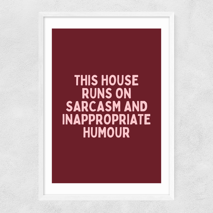 This House (Plum) Narrow White Frame