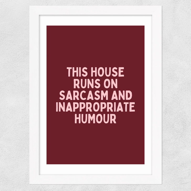 This House (Plum) Wide White Frame