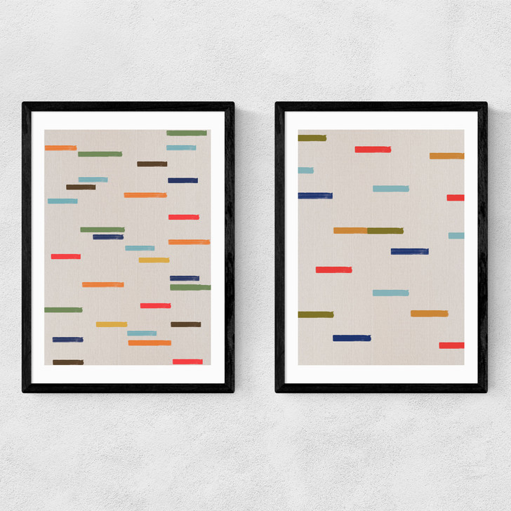Floating Sripes Diptych Narrow Black Frame