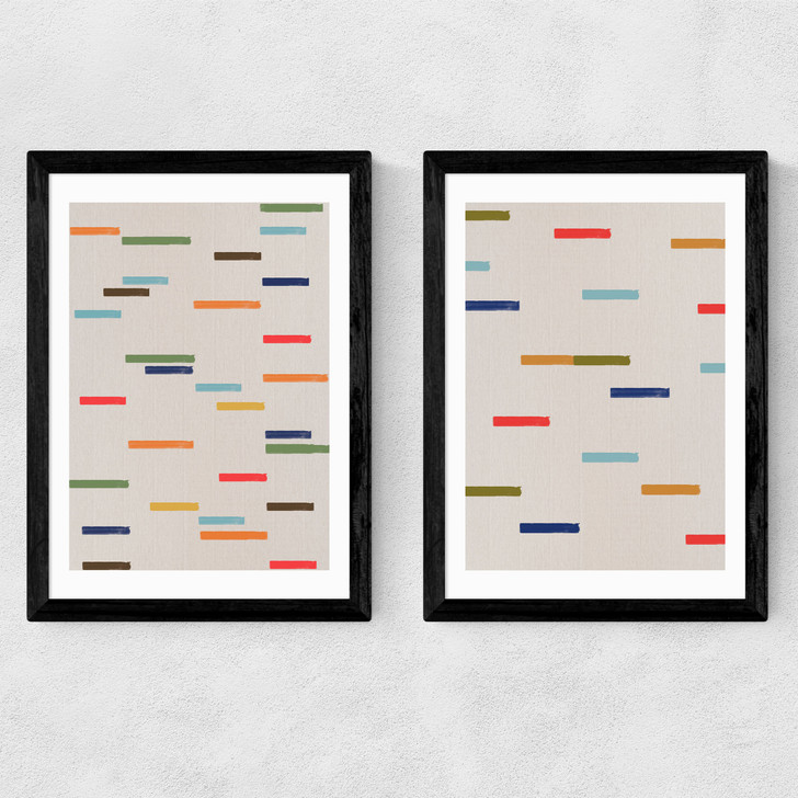 Floating Sripes Diptych Medium Black Frame