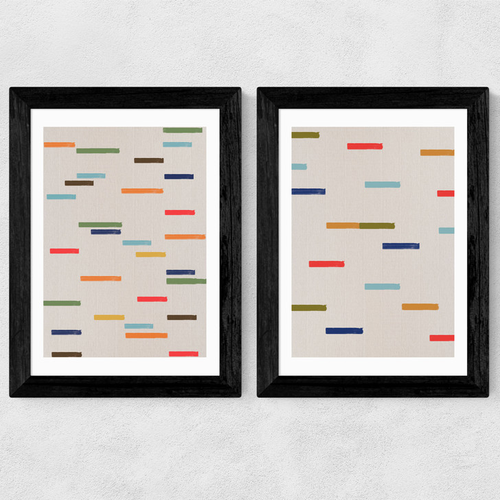 Floating Sripes Diptych Wide Black Frame