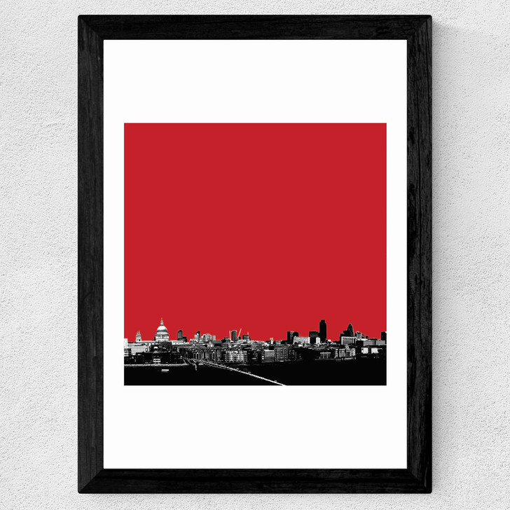 London Skyline (Red) Wide Black Frame