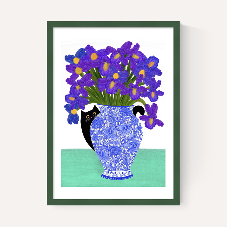 Hiding Cat with Vase