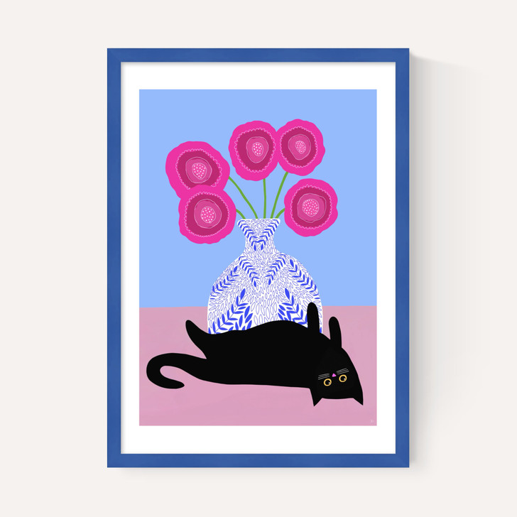 Upside Down Cat with Vase