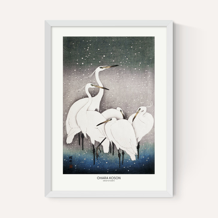 Group Of Egrets by Ohara Koson