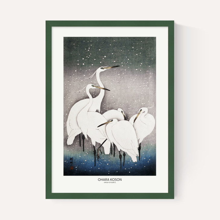 Group Of Egrets by Ohara Koson