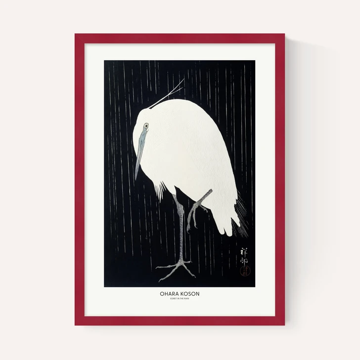 Egret In The Rain by Ohara Koson