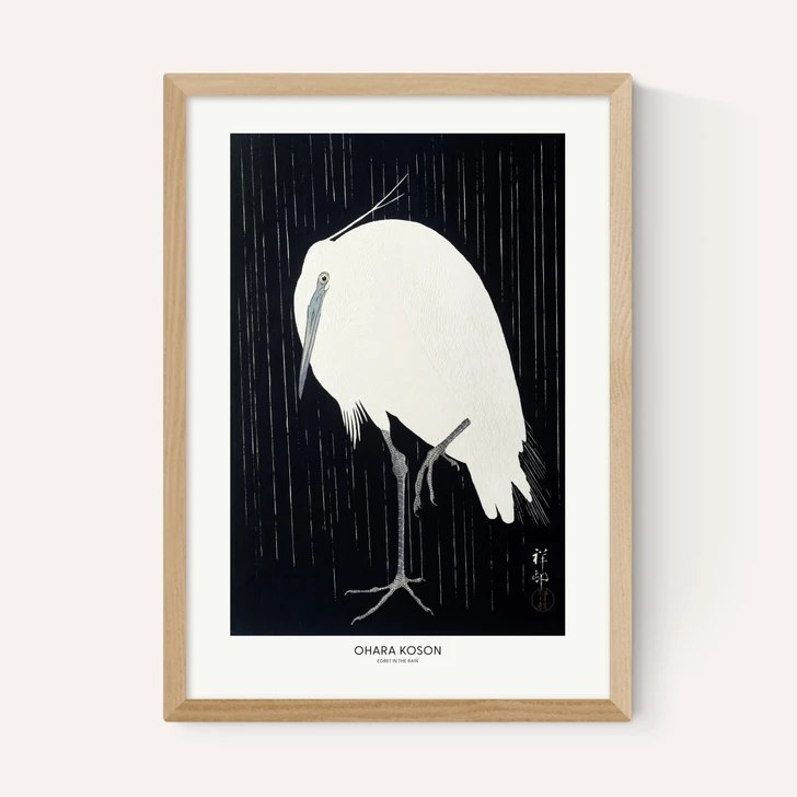 Egret In The Rain by Ohara Koson