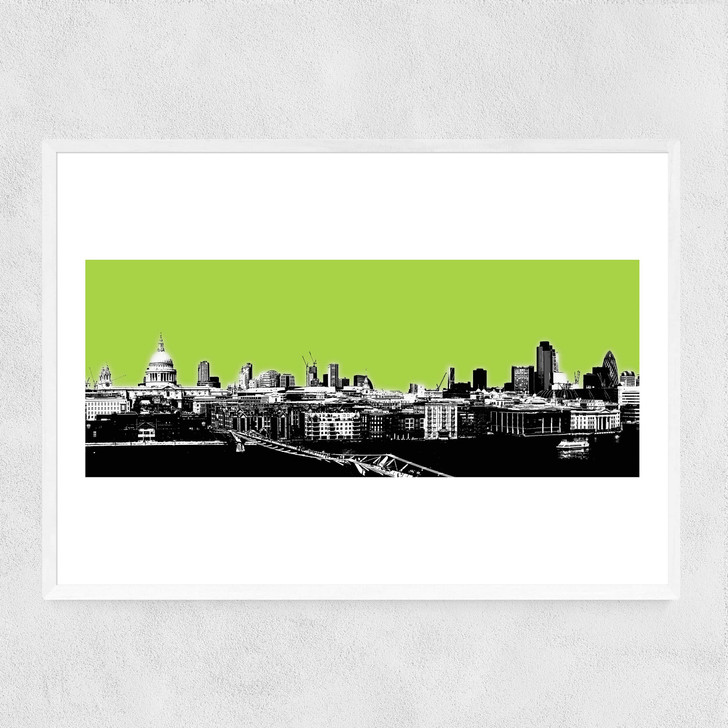 London Skyline (green) Narrow White Frame London Skyline (green) Narrow White Frame