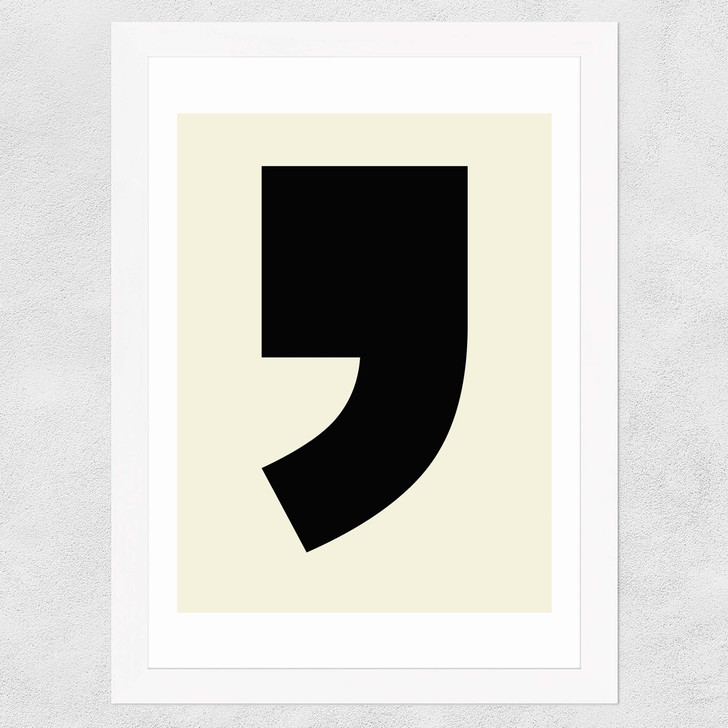 Big Comma Wide White Frame