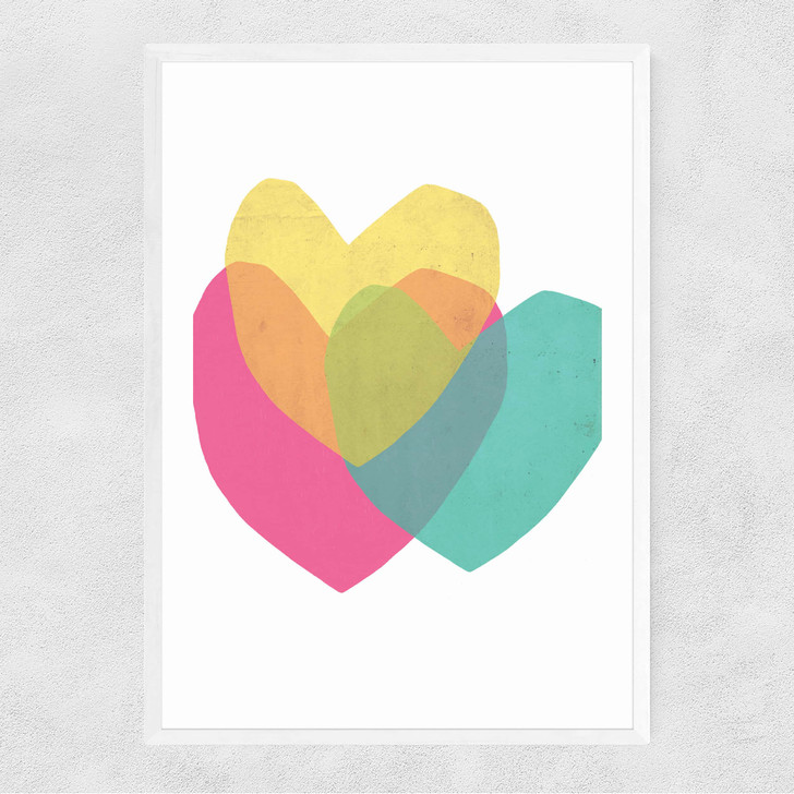 Bright Hearts Narrow White Frame