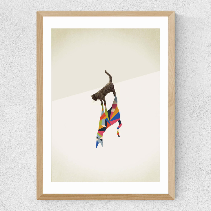 Cat 2 by Jason Ratliff Medium Oak Frame