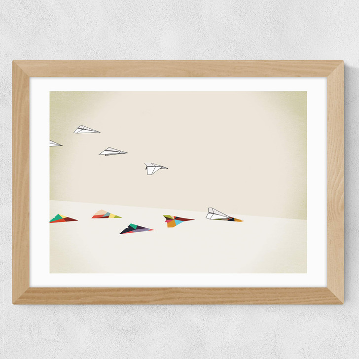 Paper Planes by Jason Ratliff Wide Oak Frame Paper Planes by Jason Ratliff Wide Oak Frame