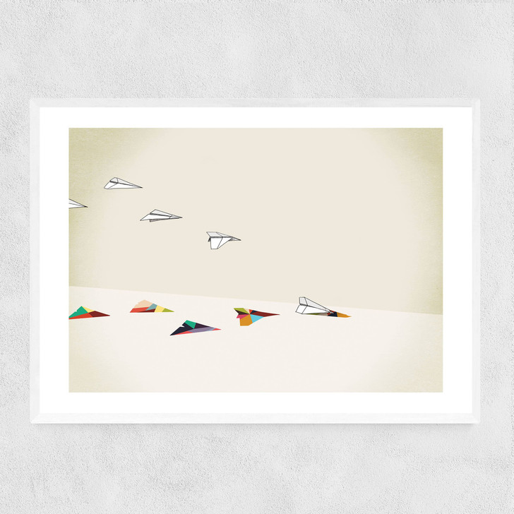 Paper Planes by Jason Ratliff Narrow White Frame Paper Planes by Jason Ratliff Narrow White Frame