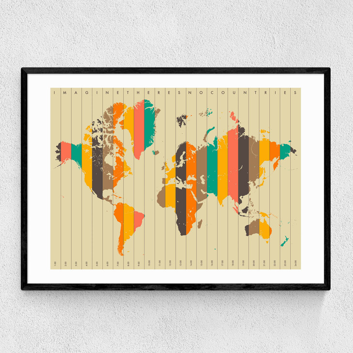 Imagine There's No Countries by Jazzberry Blue Narrow Black Frame Imagine There's No Countries by Jazzberry Blue Narrow Black Frame
