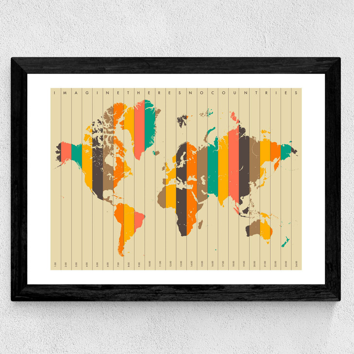 Imagine There's No Countries by Jazzberry Blue Wide Black Frame Imagine There's No Countries by Jazzberry Blue Wide Black Frame