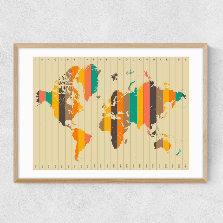 Imagine There's No Countries by Jazzberry Blue Narrow Oak Frame Imagine There's No Countries by Jazzberry Blue Narrow Oak Frame