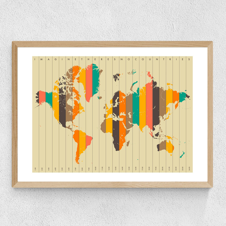 Imagine There's No Countries by Jazzberry Blue Medium Oak Frame Imagine There's No Countries by Jazzberry Blue Medium Oak Frame