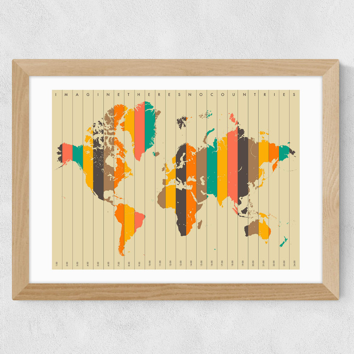 Imagine There's No Countries by Jazzberry Blue Wide Oak Frame Imagine There's No Countries by Jazzberry Blue Wide Oak Frame
