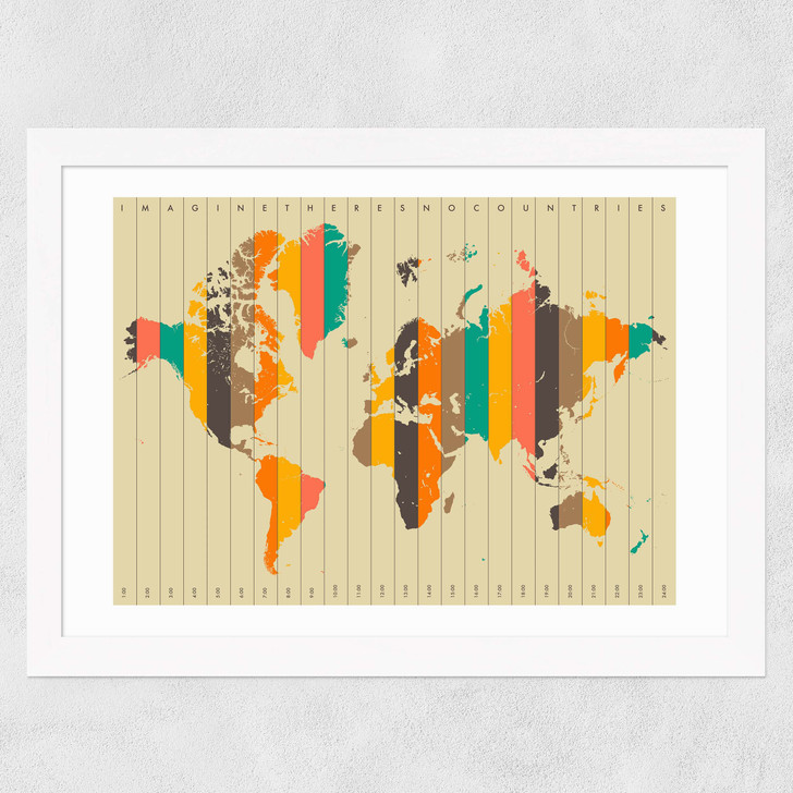 Imagine There's No Countries by Jazzberry Blue Wide White Frame