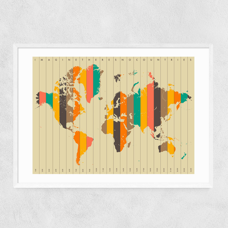 Imagine There's No Countries by Jazzberry Blue Narrow White Frame