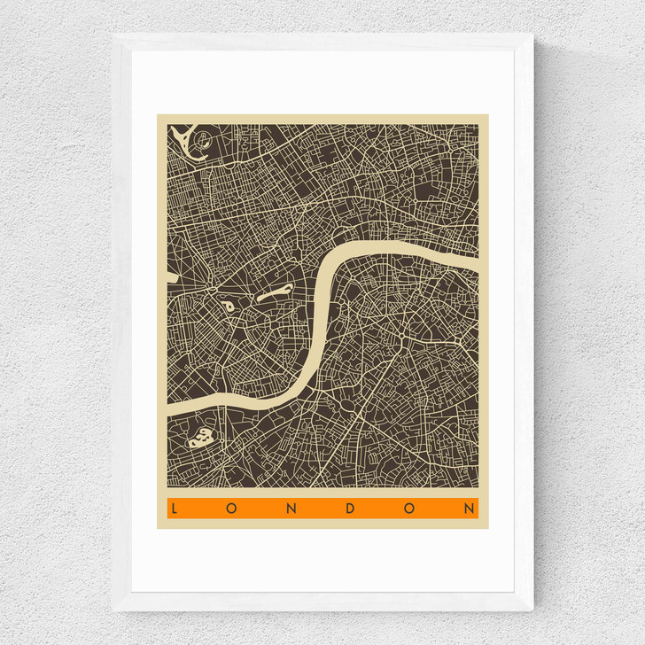 London Map b/w by Jazzberry Blue Medium White Frame London Map b/w by Jazzberry Blue Medium White Frame