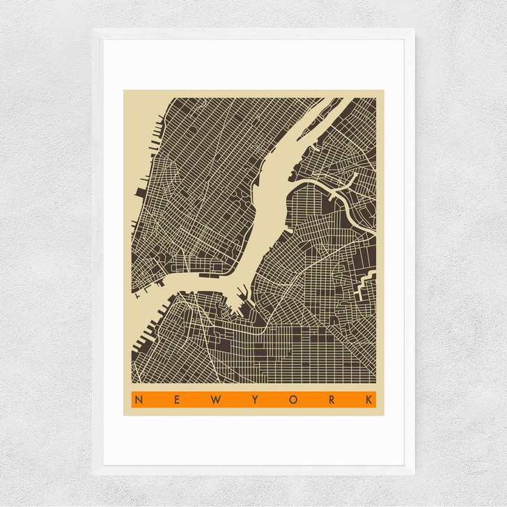 New York by Jazzberry Blue Narrow White Frame