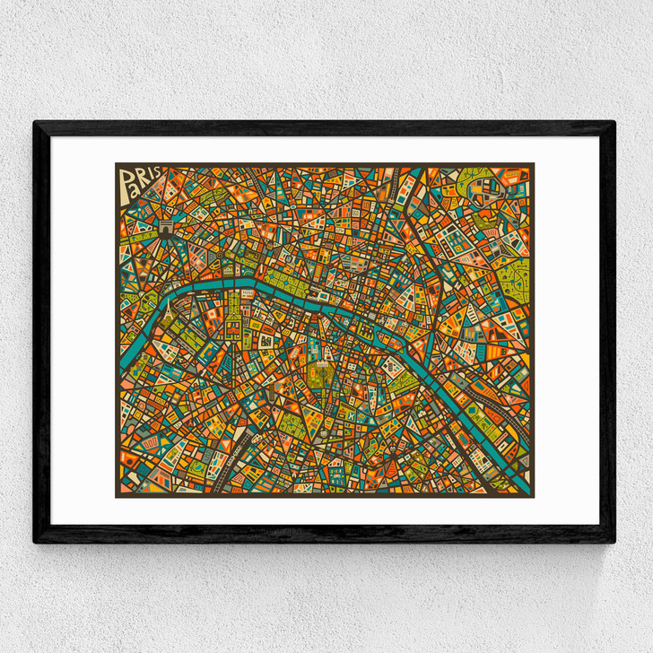 Paris Street Map by Jazzberry Blue Medium Black Frame Paris Street Map by Jazzberry Blue Medium Black Frame