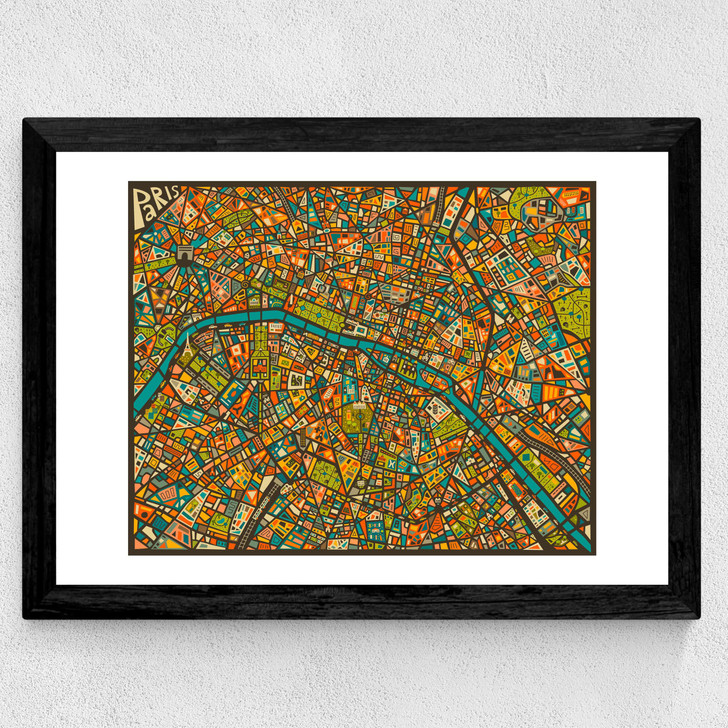 Paris Street Map by Jazzberry Blue Wide Black Frame Paris Street Map by Jazzberry Blue Wide Black Frame