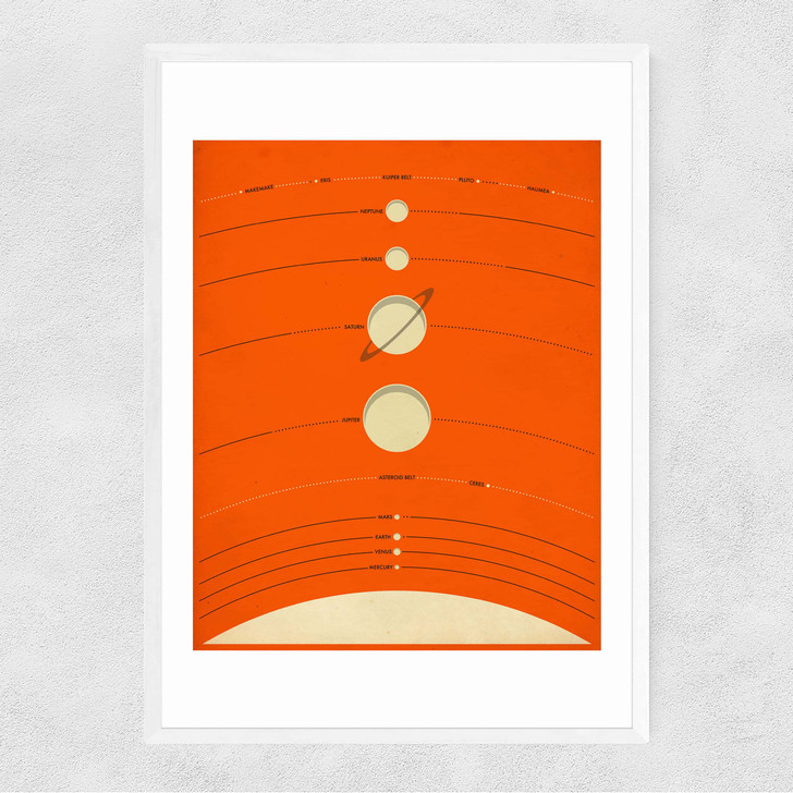 Solar System (orange) by Jazzberry Blue Narrow White Frame