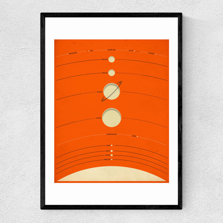 Solar System (orange) by Jazzberry Blue Narrow Black Frame