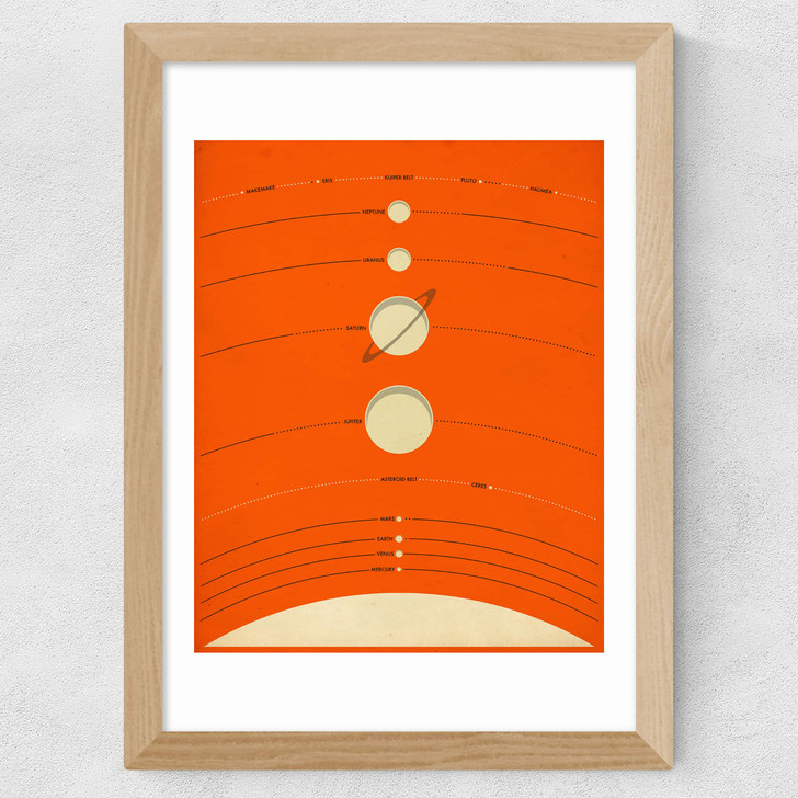 Solar System (orange) by Jazzberry Blue Wide Oak Frame